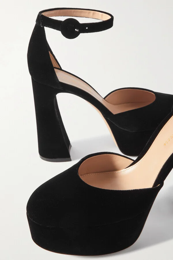 Gianvito Rossi - Holly D'orsay 120 Velvet Platform Pumps - Black - Image 4