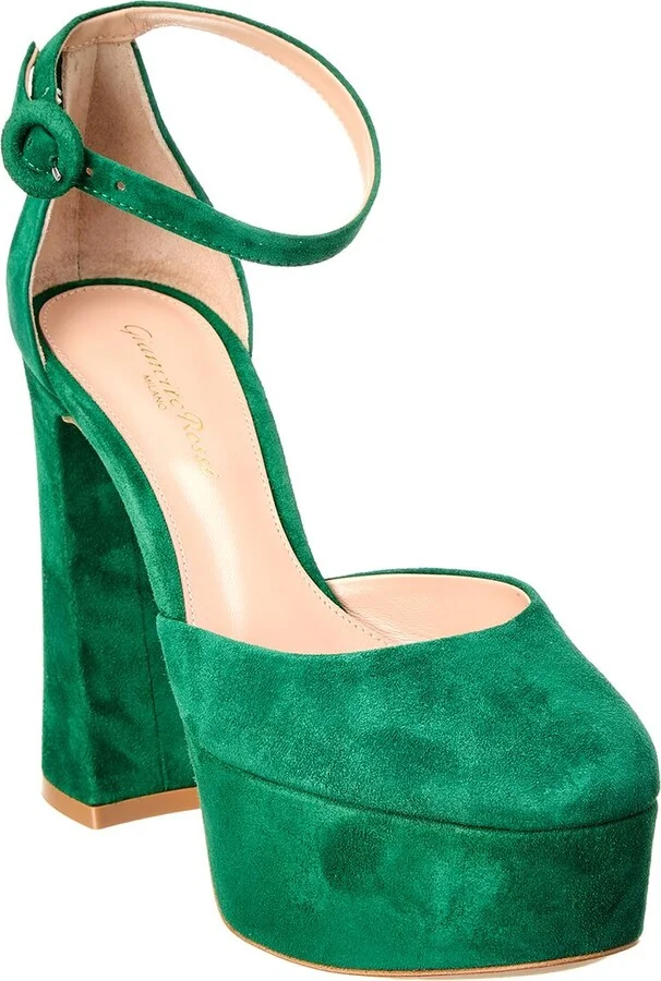 Gianvito Rossi Holly D'orsay 70 Suede Platform Pump