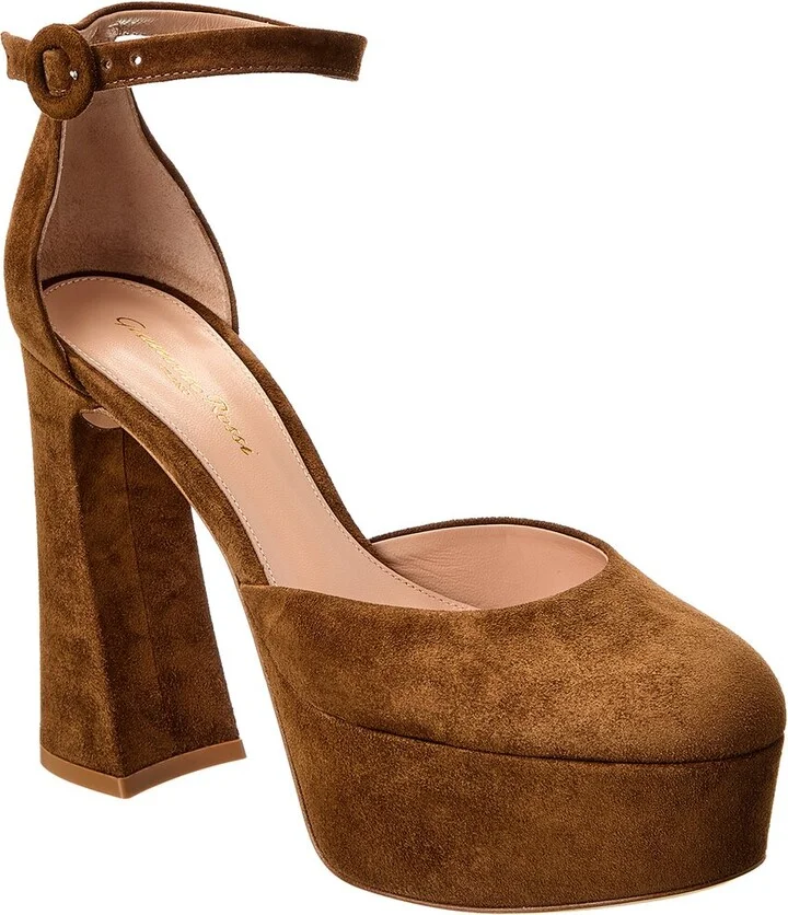 Gianvito Rossi Holly D'orsay 70 Suede Platform Pump