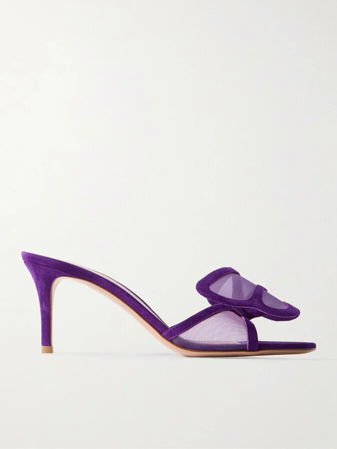 Gianvito Rossi - Ilia 75 Mesh-trimmed Suede Sandals - Purple