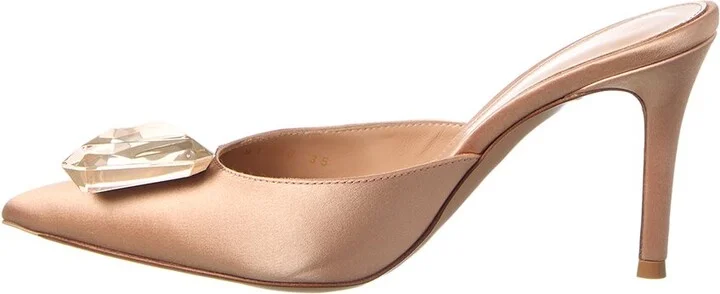 Gianvito Rossi Jaipur 85 Satin & Leather Mule - Image 2