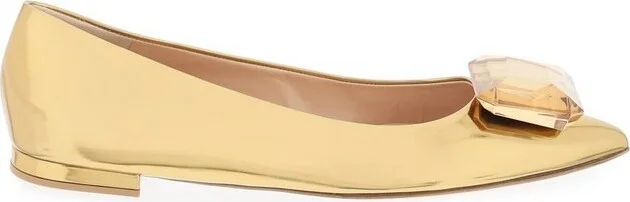 Gianvito Rossi Jaipur Pointed Toe Embellished Ballet Flats