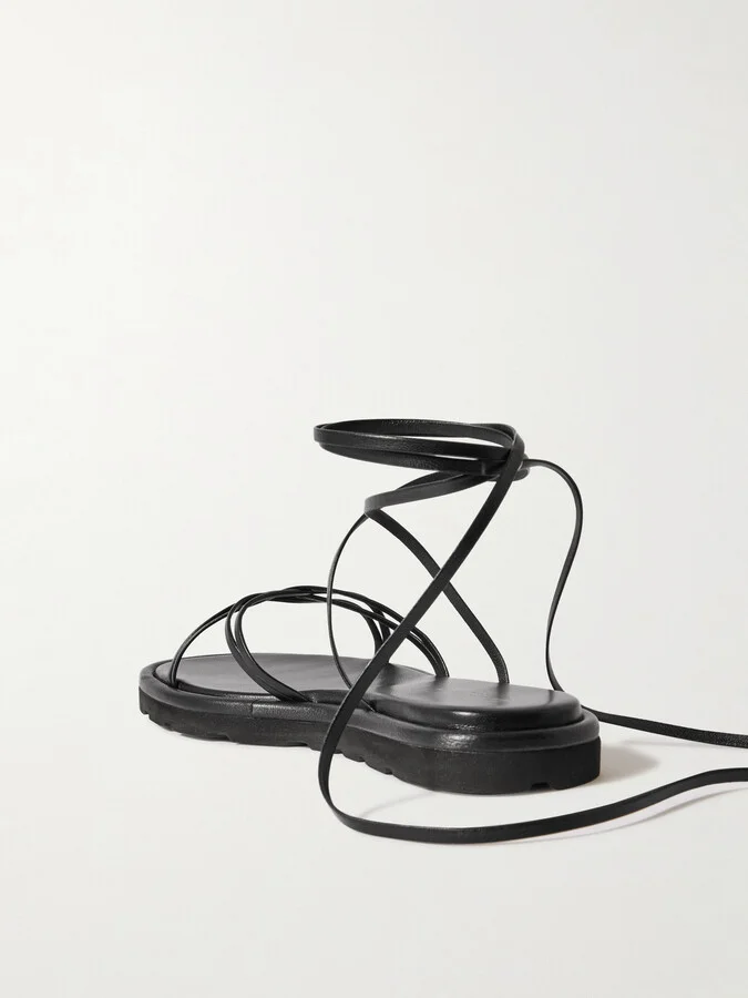 Gianvito Rossi - Jane Knotted Leather Sandals - Black - Image 3
