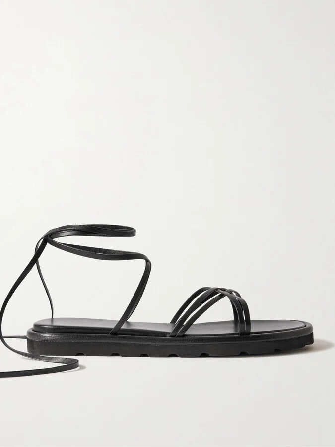 Gianvito Rossi - Jane Knotted Leather Sandals - Black