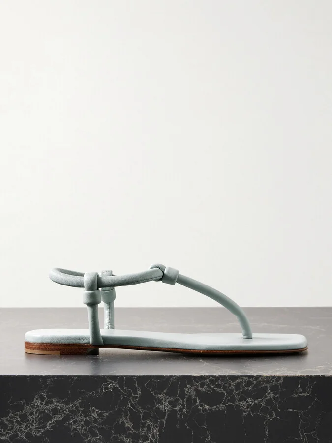 Gianvito Rossi - Juno Thong Knotted Leather Sandals - Blue