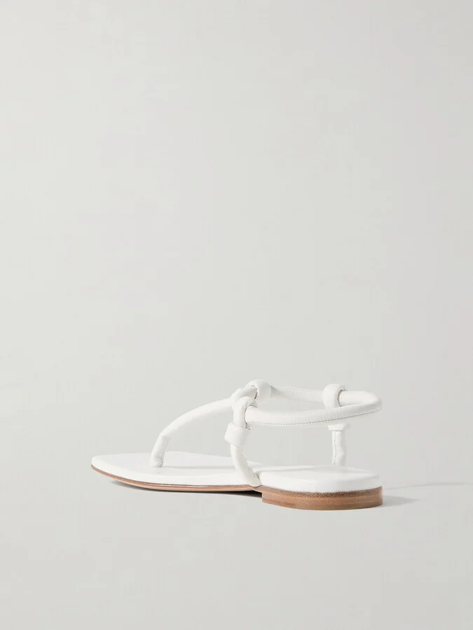 Gianvito Rossi - Juno Thong Knotted Leather Sandals - White - Image 3