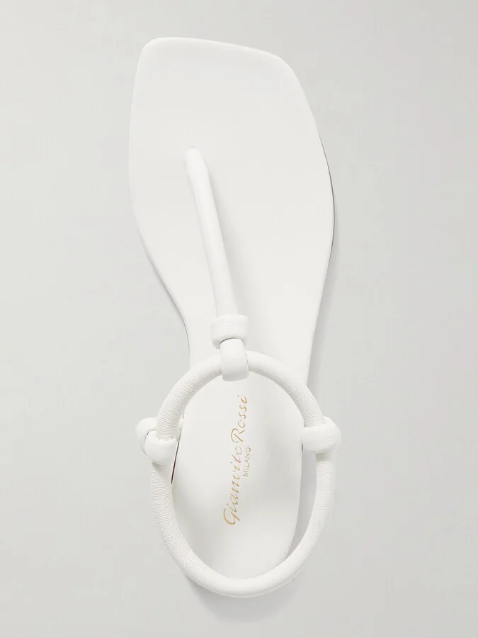 Gianvito Rossi - Juno Thong Knotted Leather Sandals - White - Image 5