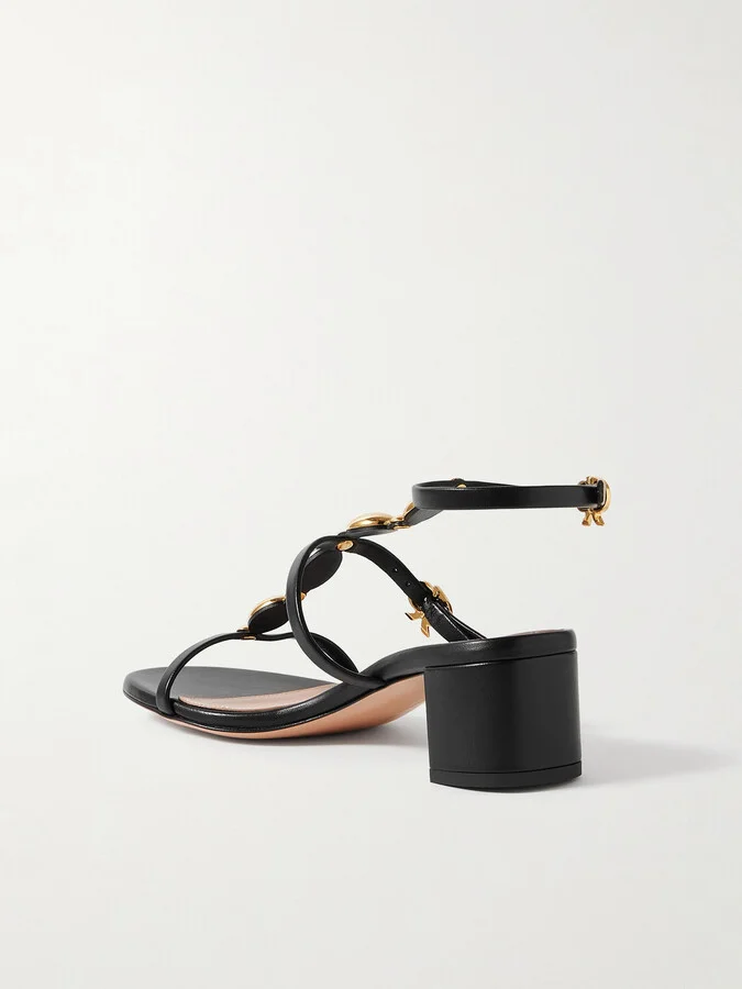 Gianvito Rossi - Kalinda 55 Embellished Leather Sandals - Black - Image 3