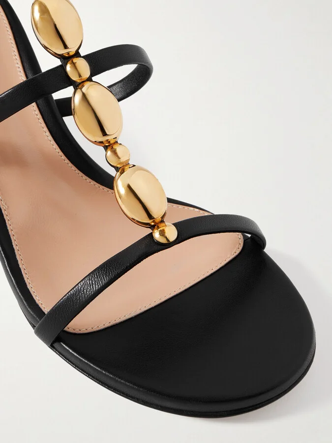 Gianvito Rossi - Kalinda 55 Embellished Leather Sandals - Black - Image 4