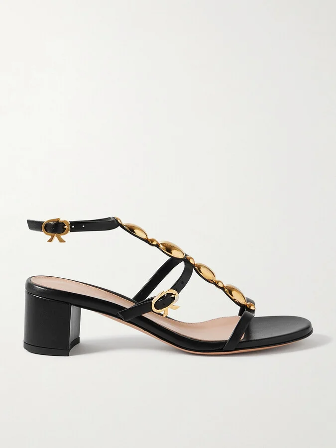 Gianvito Rossi - Kalinda 55 Embellished Leather Sandals - Black