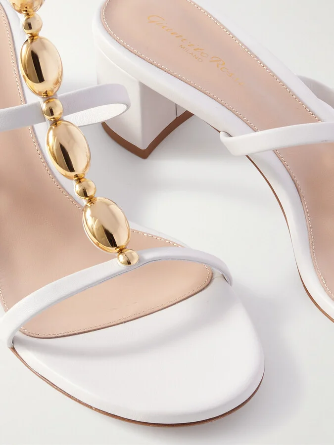 Gianvito Rossi - Kalinda 55 Embellished Leather Sandals - Off-white - Image 4