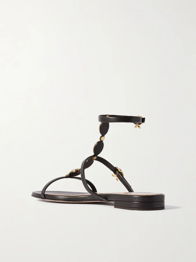 Gianvito Rossi - Kalinda Embellished Leather Sandals - Brown - Image 3