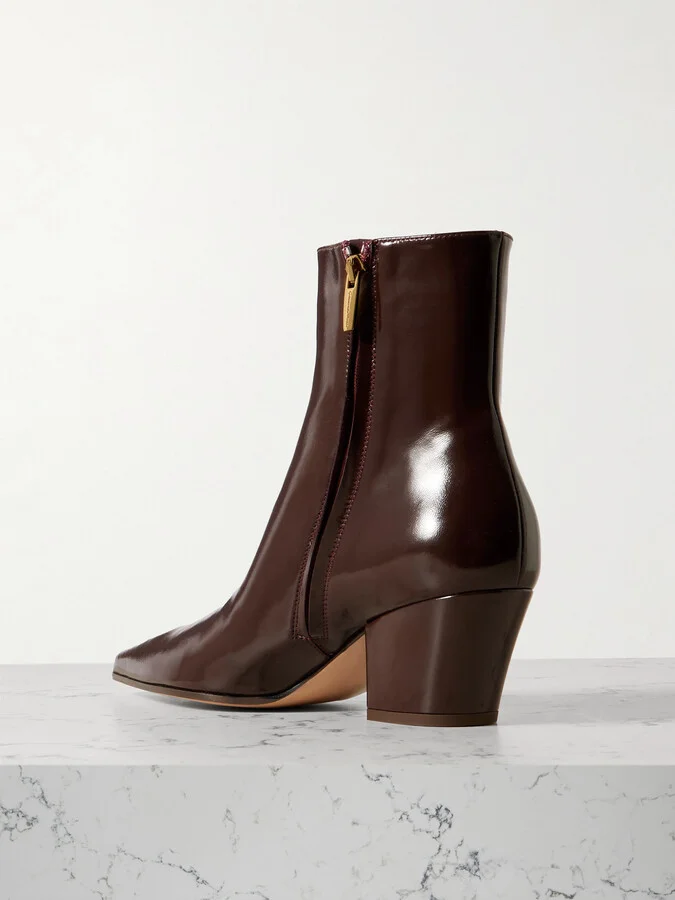 Gianvito Rossi - Keinna 60 Patent-leather Ankle Boots - Burgundy - Image 3