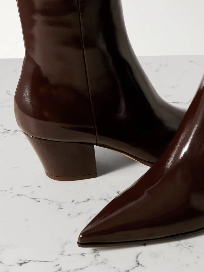 Gianvito Rossi - Keinna 60 Patent-leather Ankle Boots - Burgundy - Image 4