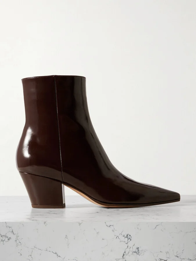 Gianvito Rossi - Keinna 60 Patent-leather Ankle Boots - Burgundy