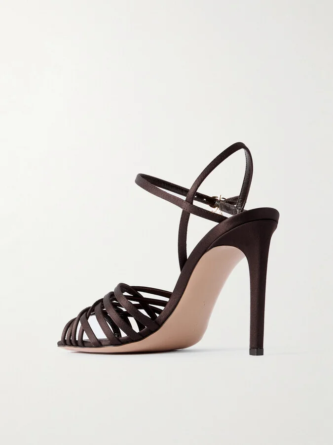 Gianvito Rossi - Kerry 95 Satin Sandals - Brown - Image 3