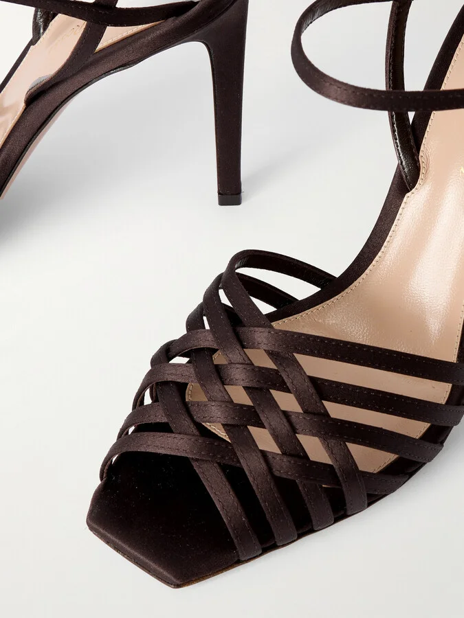 Gianvito Rossi - Kerry 95 Satin Sandals - Brown - Image 4