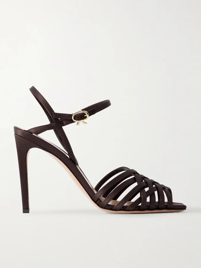 Gianvito Rossi - Kerry 95 Satin Sandals - Brown