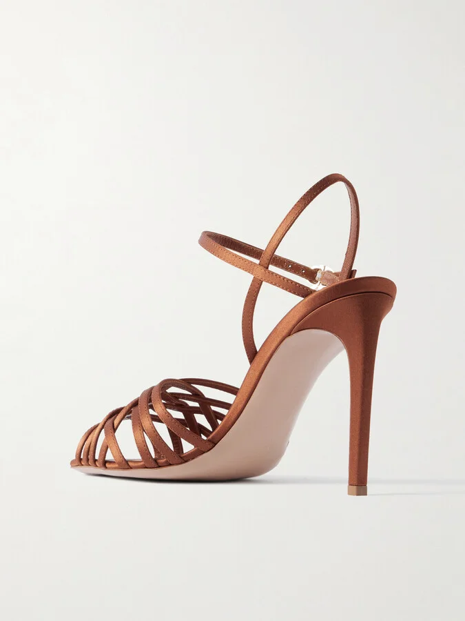 Gianvito Rossi - Kerry 95 Satin Sandals - Orange - Image 3