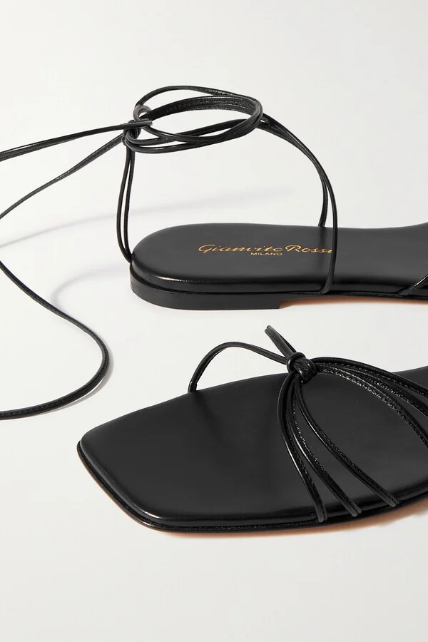 Gianvito Rossi - Lace-up Leather Sandals - Black - Image 4