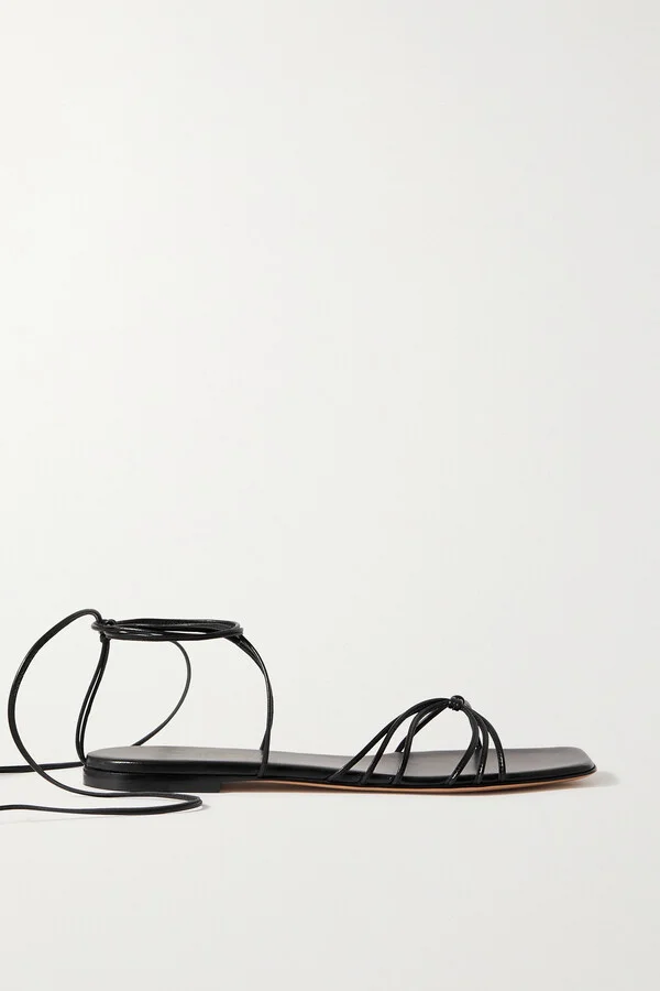 Gianvito Rossi - Lace-up Leather Sandals - Black