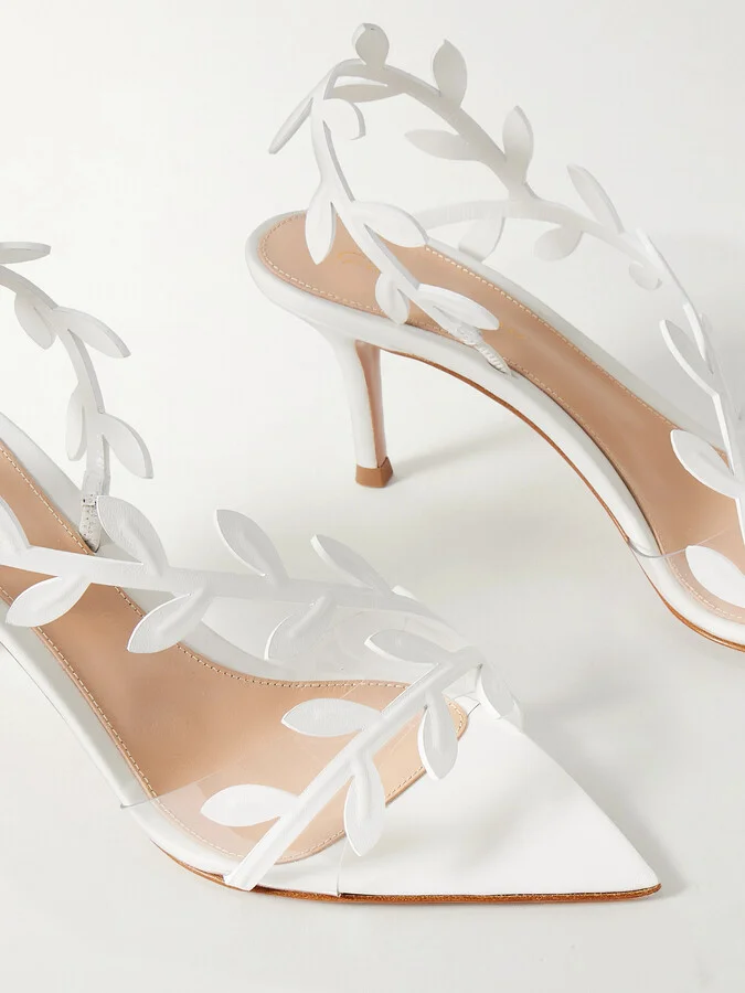Gianvito Rossi - Leaf 85 Leather And Pvc Slingback Sandals - White - Image 4