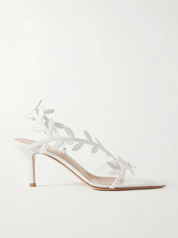 Gianvito Rossi - Leaf 85 Leather And Pvc Slingback Sandals - White