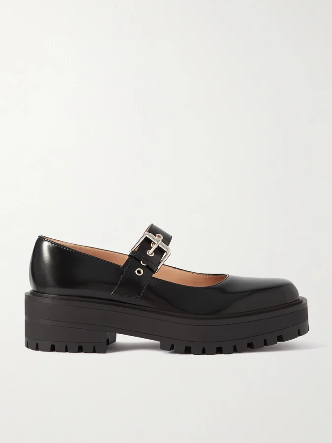 Gianvito Rossi - Leather Mary Jane Ballet Flats - Black