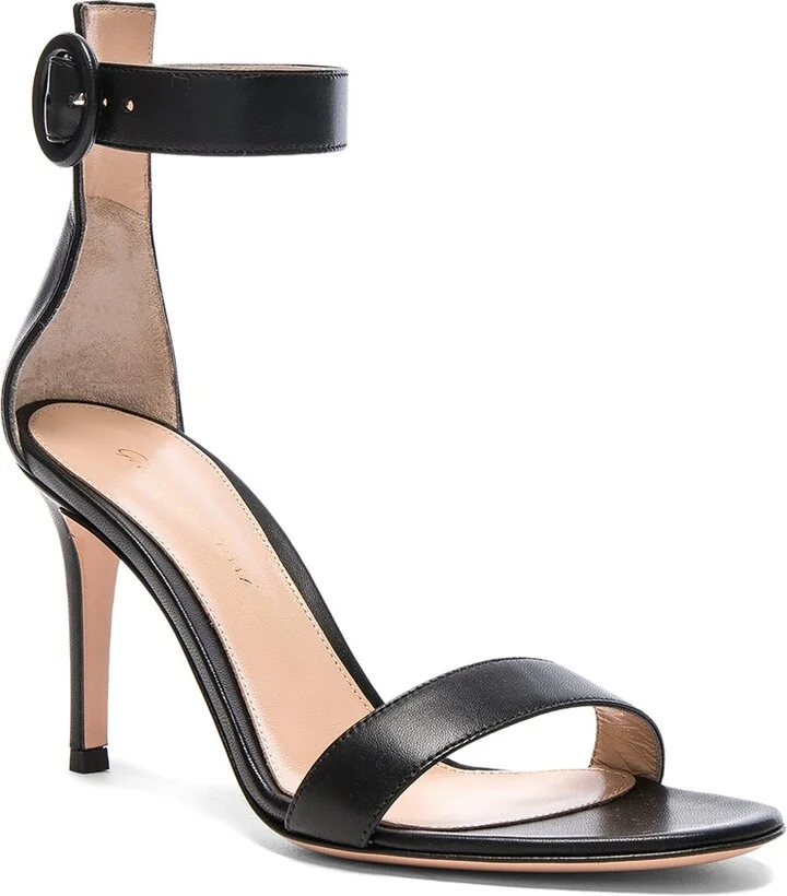 Gianvito Rossi Leather Portofino Heels in Black - Image 2