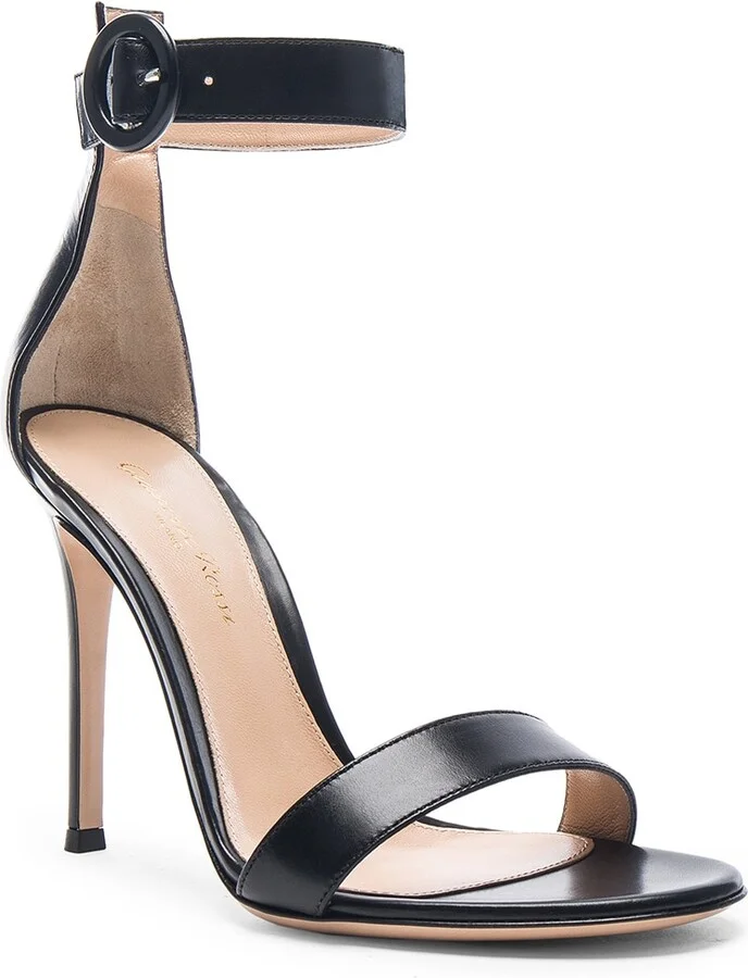 Gianvito Rossi Leather Portofino Heels in Black - Image 2