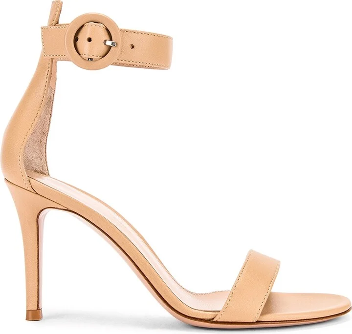 Gianvito Rossi Leather Portofino Heels in Neutral