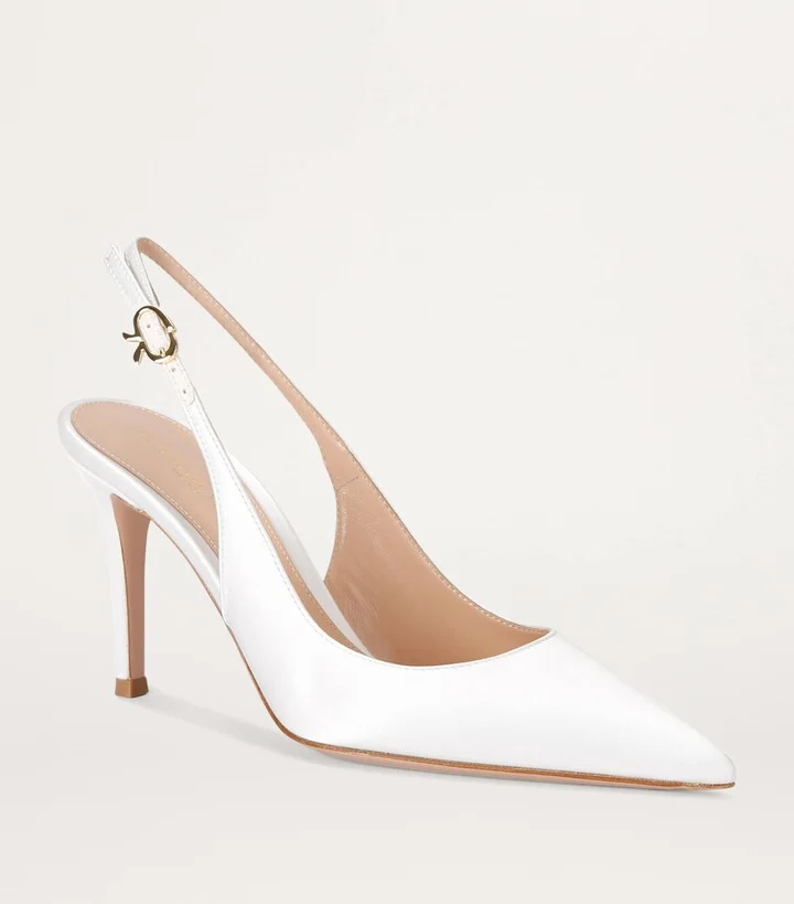 Gianvito Rossi Leather Ribbon Slingback Pumps 85 - Image 3
