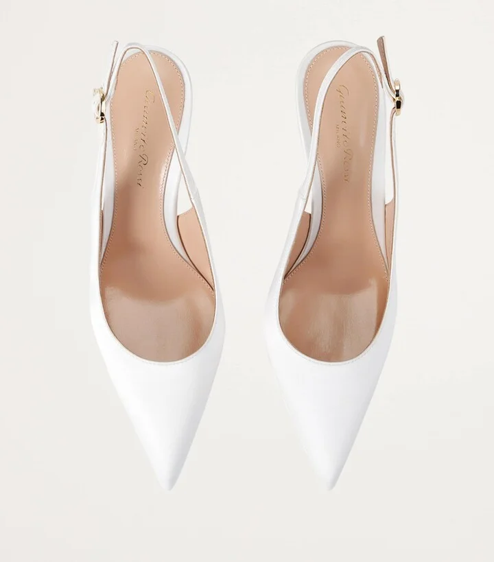 Gianvito Rossi Leather Ribbon Slingback Pumps 85 - Image 4