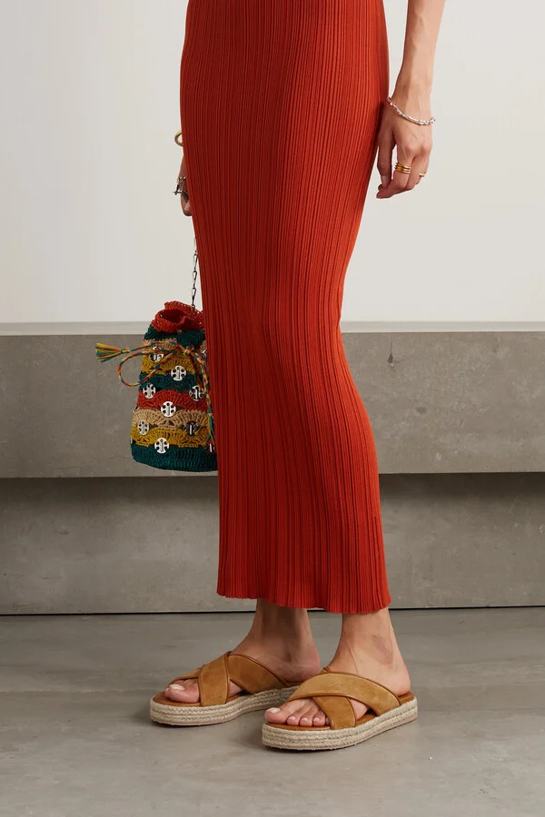 Gianvito Rossi - Leather-trimmed Suede Espadrille Sandals - Brown - Image 2