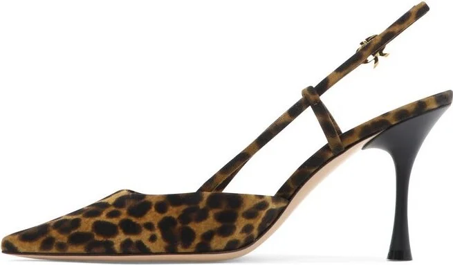 Gianvito Rossi Leopard Print Slingback Pump