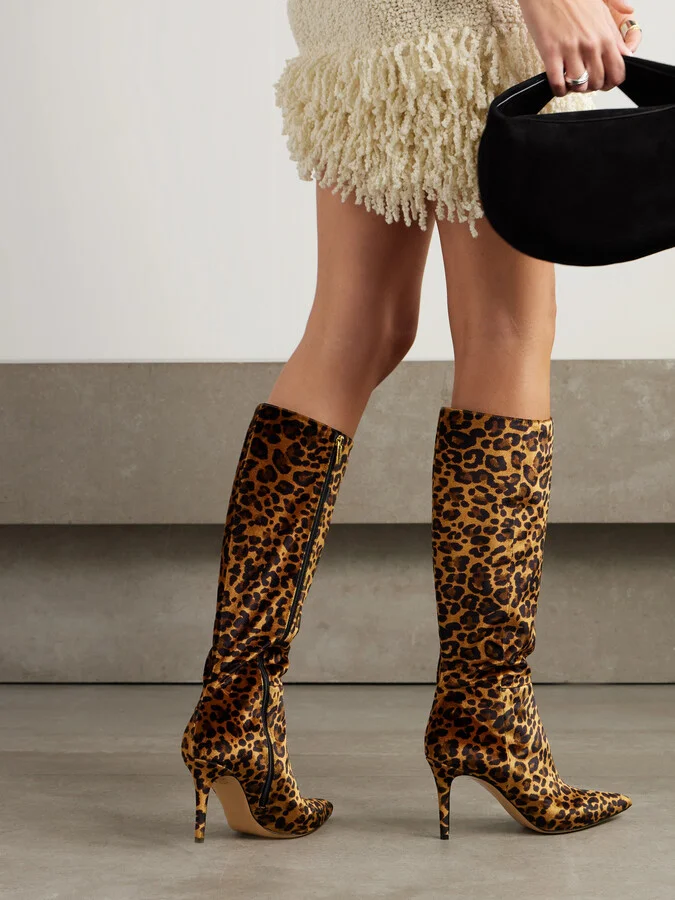 Gianvito Rossi - Leopard-print Velvet Knee Boots - Animal print - Image 2