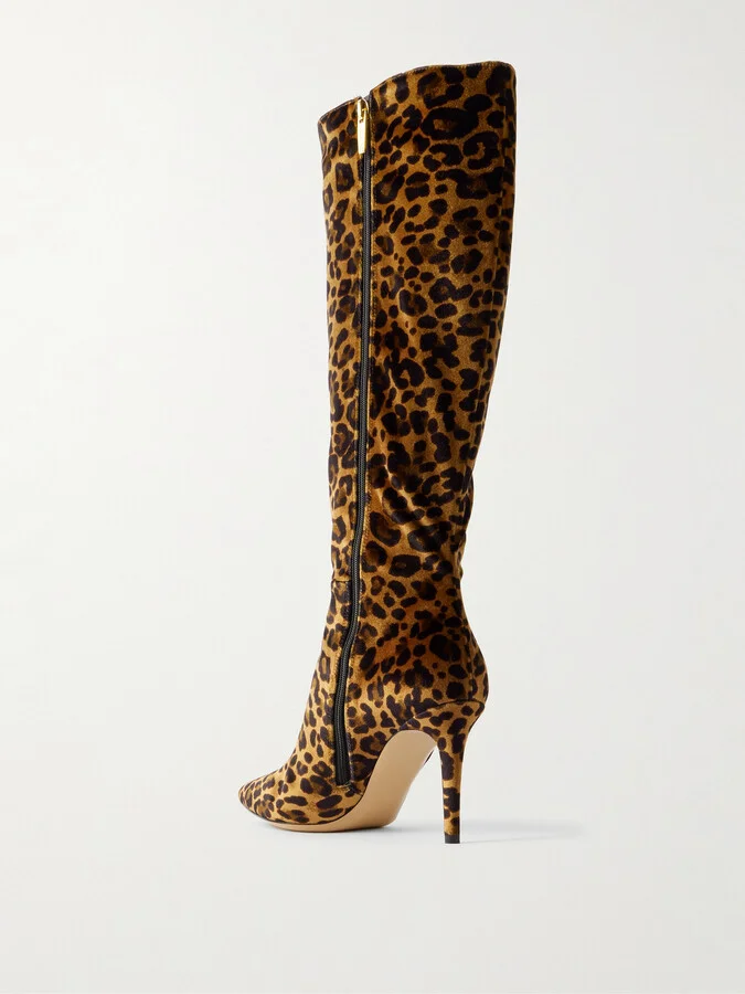 Gianvito Rossi - Leopard-print Velvet Knee Boots - Animal print - Image 3