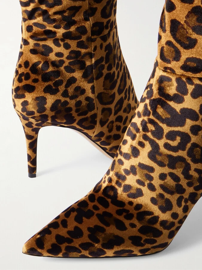 Gianvito Rossi - Leopard-print Velvet Knee Boots - Animal print - Image 4