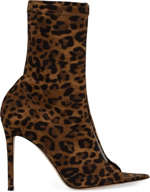 Gianvito Rossi Leopard Printed Ankle Boots