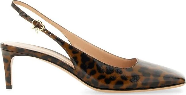 Gianvito Rossi Leopard Printed Slingback Pumps