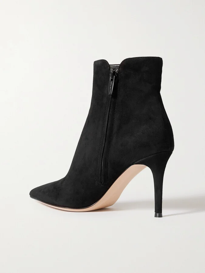Gianvito Rossi - Levy 85 Suede Ankle Boots - Black - Image 3