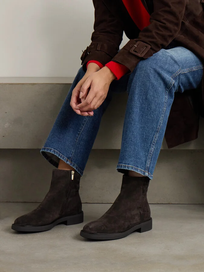 Gianvito Rossi - Lexington 20 Leather-trimmed Suede Ankle Boots - Brown - Image 2