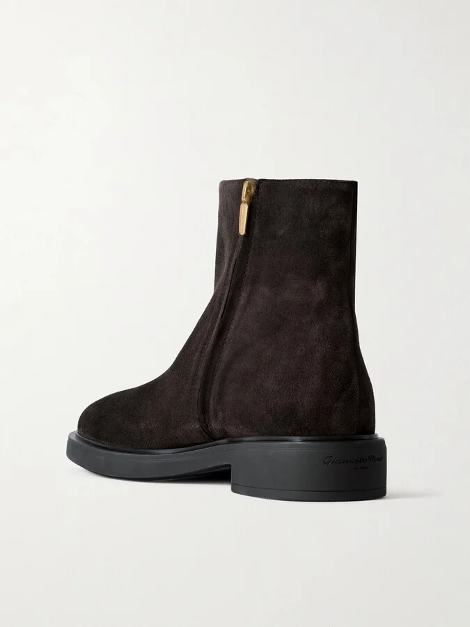 Gianvito Rossi - Lexington 20 Leather-trimmed Suede Ankle Boots - Brown - Image 3