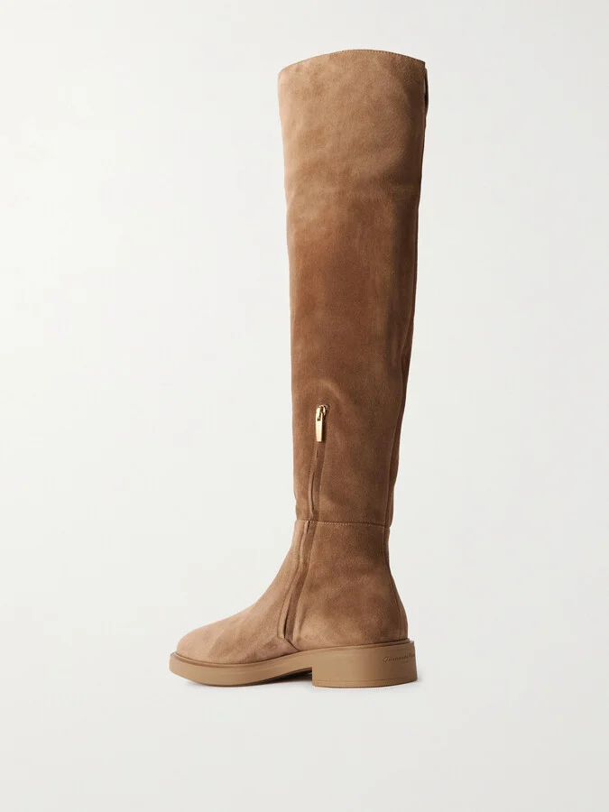 Gianvito Rossi - Lexington Suede Over-the-knee Boots - Neutrals - Image 3