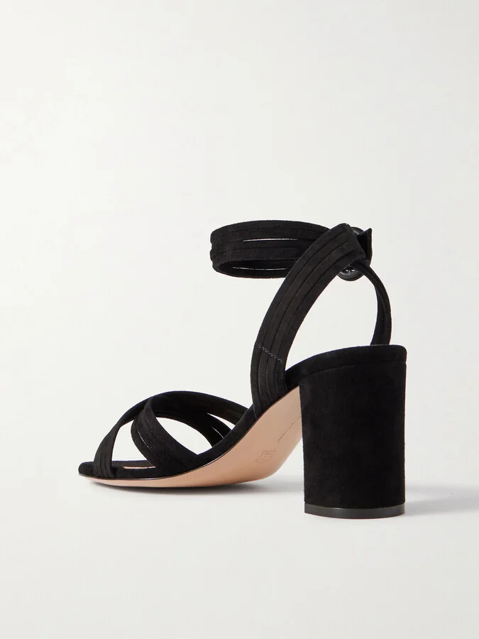 Gianvito Rossi - Lianne 85 Suede Sandals - Black - Image 3