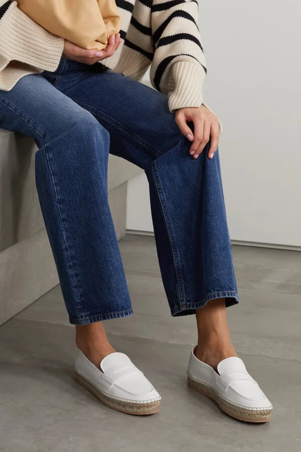 Gianvito Rossi - Lido Leather Espadrille Loafers - White - Image 2
