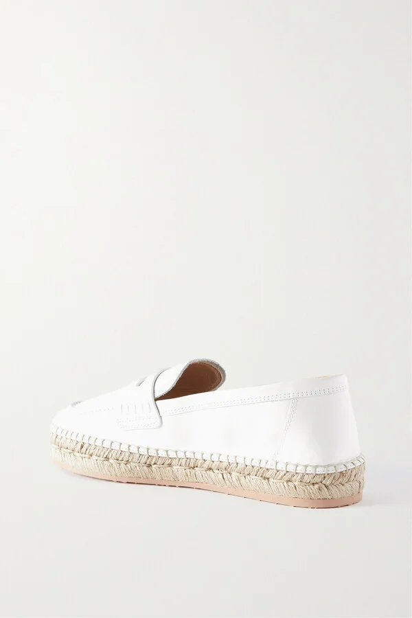 Gianvito Rossi - Lido Leather Espadrille Loafers - White - Image 3