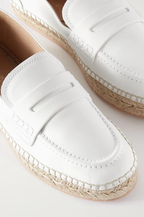 Gianvito Rossi - Lido Leather Espadrille Loafers - White - Image 4