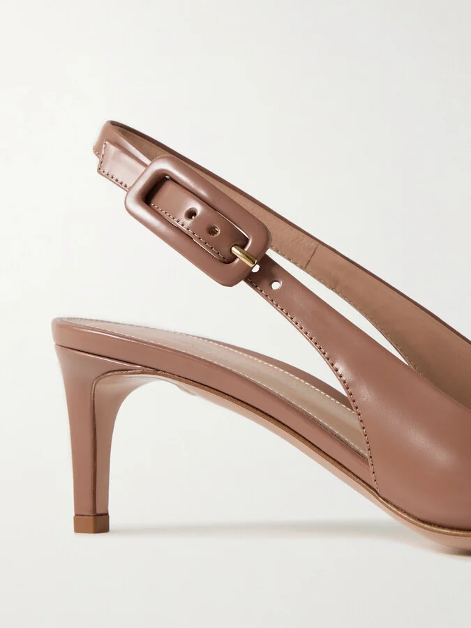 Gianvito Rossi - Lindsay 55 Leather Slingback Pumps - Neutrals - Image 4
