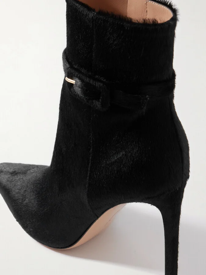 Gianvito Rossi - Linsay 95 Buckled Calf Hair Ankle Boots - Black - Image 4